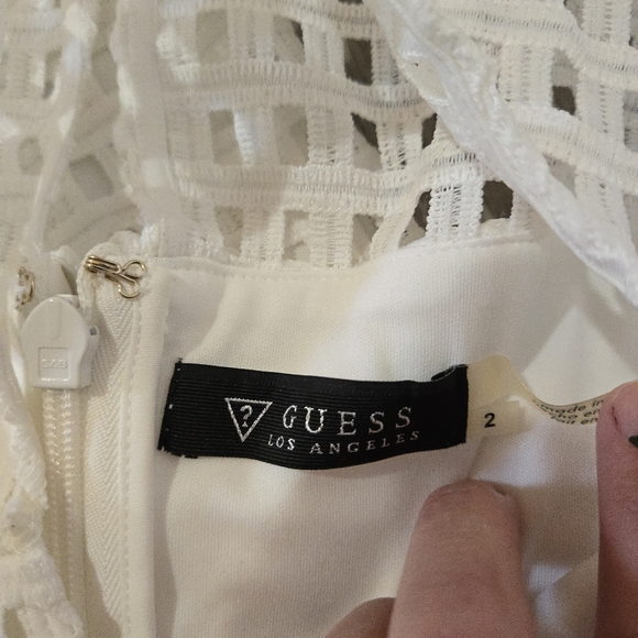 Guess White Sheer Floral Lattice Overlay Dress, SIZE 2 - Picture 12 of 15